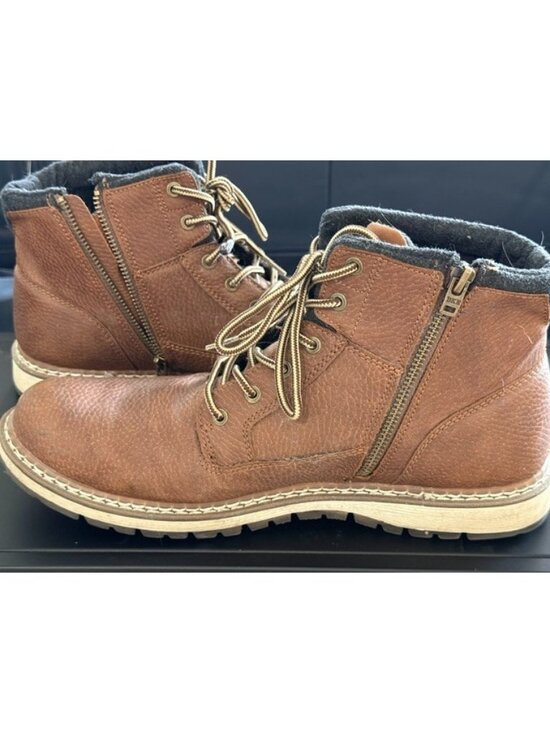 BKE Linwood Brown Faux Leather Lace up Boot Sz 11 877X58135A Zipper Side Camel main image 4